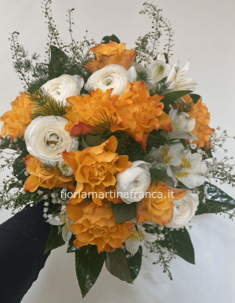Bouquet bianco + colore, elegante